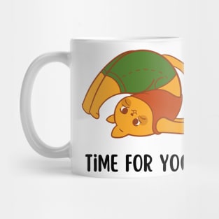 Multicoloured Illustrated Cat Time For Yoga Mug